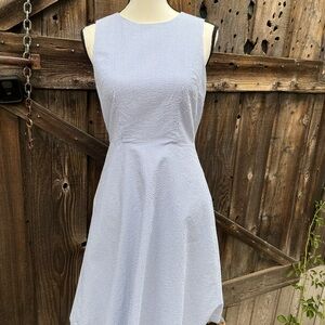 J. Crew Blue and White striped Seersucker Midi Dress